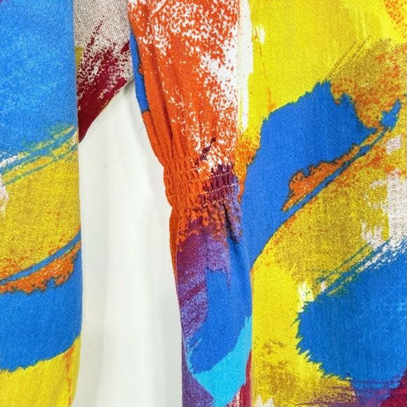 Soft Surroundings Painters Palette Colorful Abstract 100% Long Sleeve Button Up - Picture 12 of 16